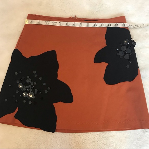Maeve Orange Bold Appliqué Mini Skirt size Small - Picture 8 of 9